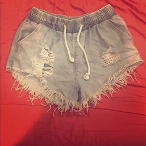 Jogger waisted jean shorts